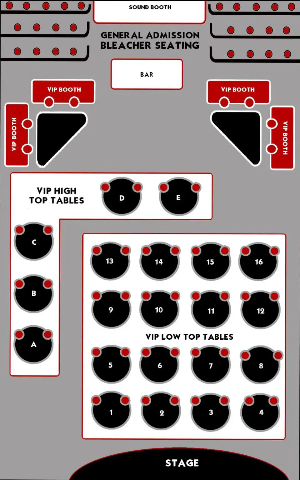 Laughing Skull Lounge Seating Map